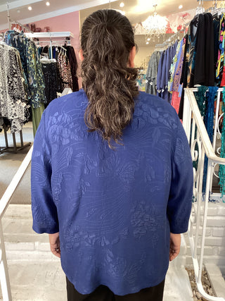 3/4 MANDARIN BLOUSE - NAVY