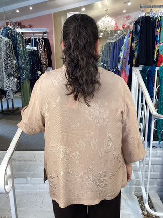 3/4 MANDARIN BLOUSE - CARMEL