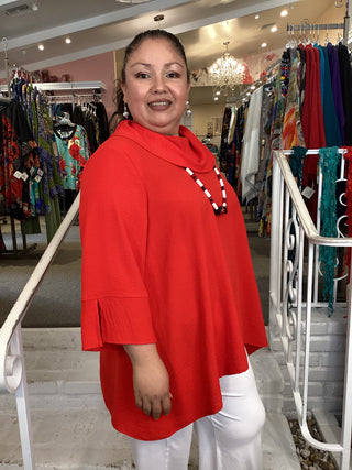 COWL NECK TUNIC - RED