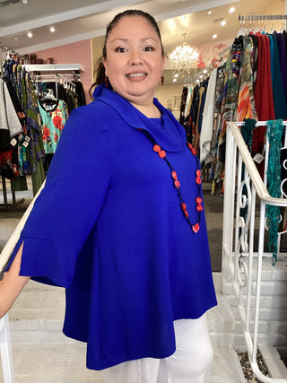 COWL NECK TUNIC - ROYAL BLUE