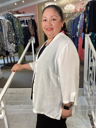 #16 3/4 MANDARIN BLOUSE - WHITE