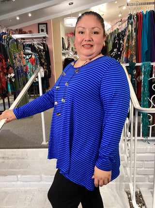 STRIPED SWING TEE - COBALT