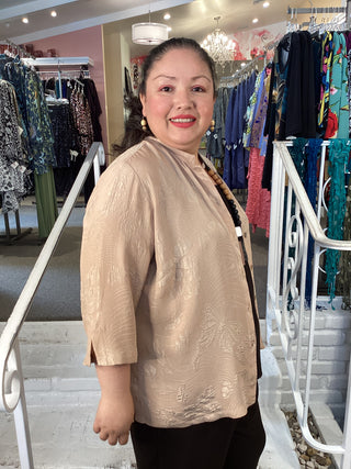 3/4 MANDARIN BLOUSE - CARMEL