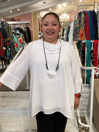 COWL NECK TUNIC - WHITE