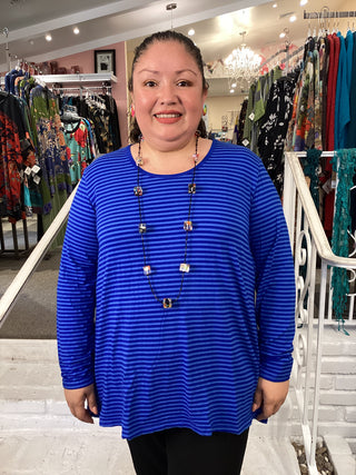 STRIPED SWING TEE - COBALT
