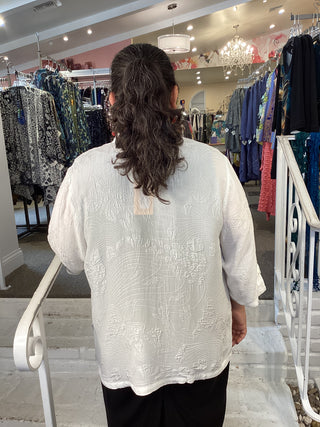 #16 3/4 MANDARIN BLOUSE - WHITE