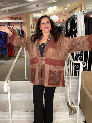 BUTTON DUSTER - BROWN