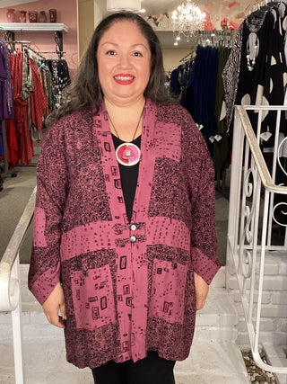 BUTTON DUSTER - DARK MAUVE