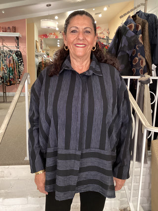 BANDED CAPPY NAVY/BLK STRIPE