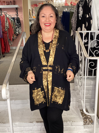 BUTTON DUSTER - GOLD TRIM