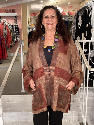BUTTON DUSTER - BROWN