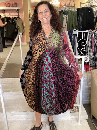 mixed velvet dress