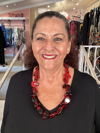 red statement necklace