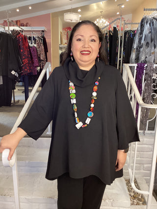 COWL NECK TUNIC - BLACK