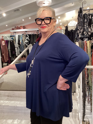 MIA V NECK TOP - INDIGO