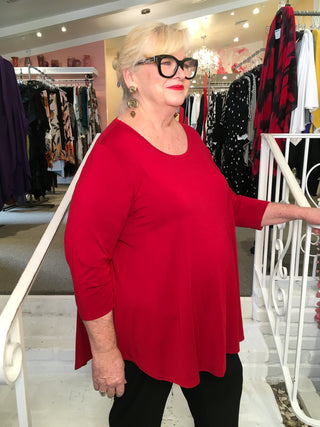 JAZZ 3/4 SLV TOP - RED