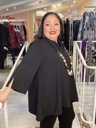 COWL NECK TUNIC - BLACK
