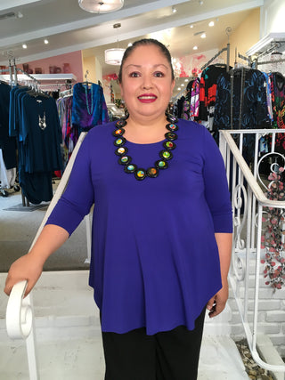 JAZZ 3/4 SLV TOP - VIOLET