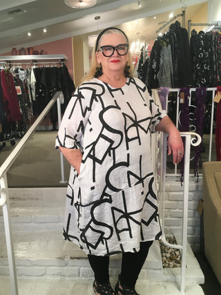 GEO TUNIC DRESS - WHITE