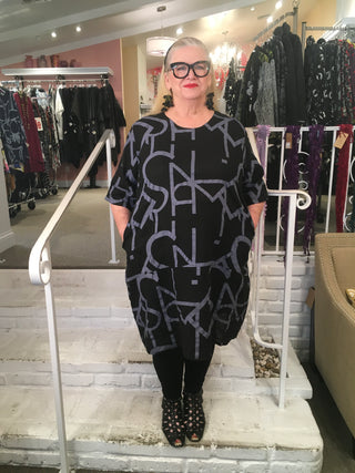 GEO TUNIC DRESS - BLACK