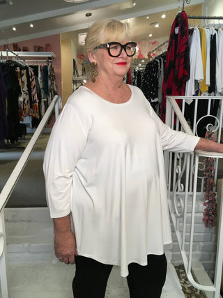 JAZZ 3/4 SLV TOP - WHITE