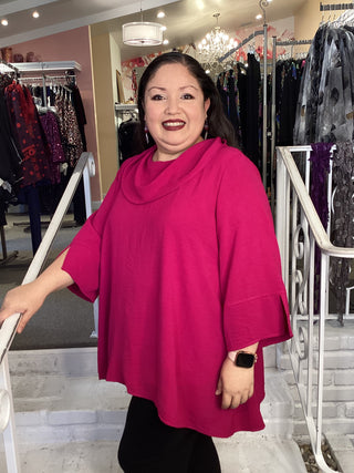 COWL NECK TUNIC - MAGENTA