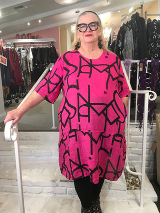 GEO TUNIC DRESS - FUSCHIA