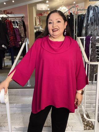 COWL NECK TUNIC - MAGENTA