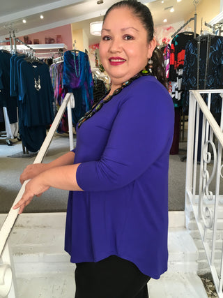 JAZZ 3/4 SLV TOP - VIOLET