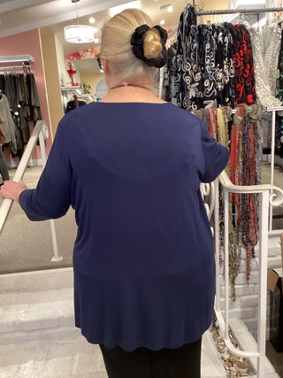 MIA V NECK TOP - INDIGO