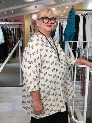 OSIZE  LEAF JACQUARD LAUNDERED
