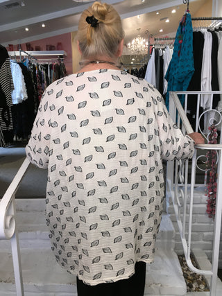 OSIZE  LEAF JACQUARD LAUNDERED