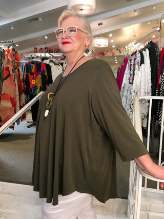 JAZZ 3/4 SLV TOP - KHAKI