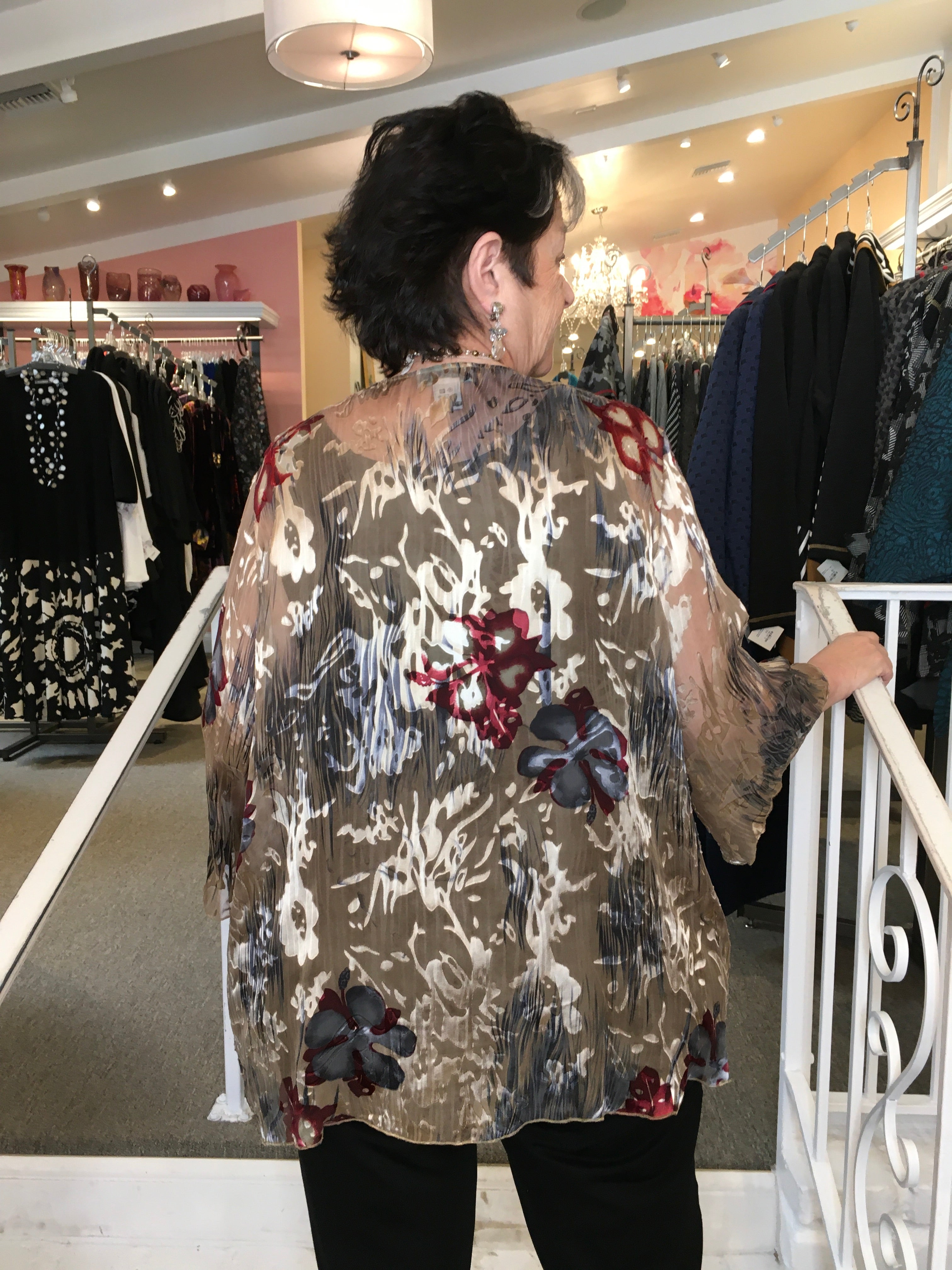 SILK KIMONO JACKET - BROWN – Abundance Plus Size